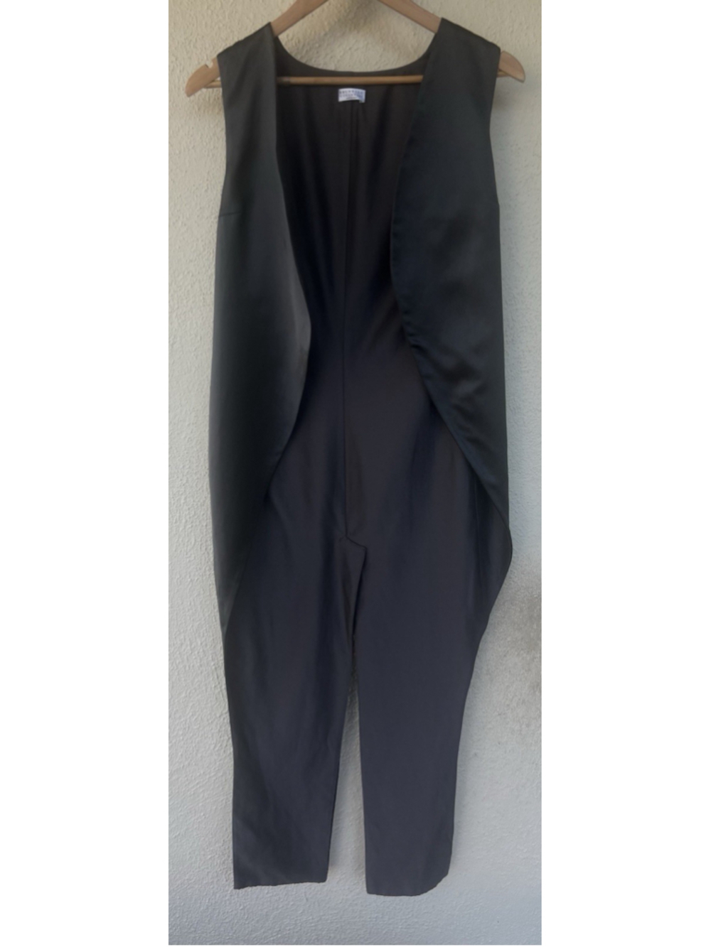 New Brunello Cucinelli Black Silk Blend Sleeveless Vest Overcoat Women’s Medium